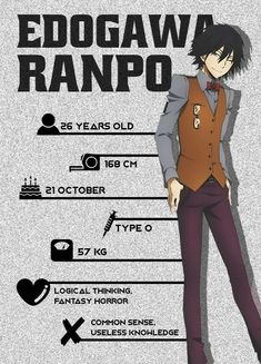 an anime character with the name edogawa ranpo