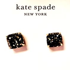 Nwt Kate Spade Black Gold Glitter Squared Away Earrings Stunning Black And Gold Sparkles In The Polished Epoxy Jewels Of These Beautiful Stud Earrings With Shiny Gold Tone Posts Giving You An Elegant Glow Of Class Approx: 1/2 Square Inch Brand New With Dust Bag Black Glitter Jewelry For Party, Kate Spade Elegant Black Jewelry, Elegant Black Kate Spade Jewelry, Sparkling Black Earrings For Party, Large Stud Earrings, Mini Studs, Kate Spade Earrings, Mini Hoop Earrings, Square Earrings Studs