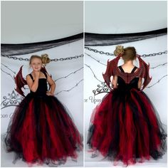 Dragon Costume Kids, Red Dragon Costume, Black Tutu Dress, Dragon Halloween Costume, Diy Tutu Dress, Kids Halloween Costume, Dragon Halloween, Black Crochet Top, Long Tutu