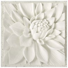 a large white flower is in the middle of a square piece of paper that looks like it