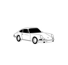 a black and white drawing of a porsche 914 coupe car on a white background