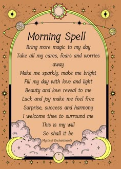 Morning Spells Morning Spell Ritual, Morning Spells Wicca, Spell For Good Energy, Witchcraft Morning Ritual, Good Day Spell, Good Vibes Spell, Spell For A Good Day, Simple Attraction Spell, Dream Satchel Spell