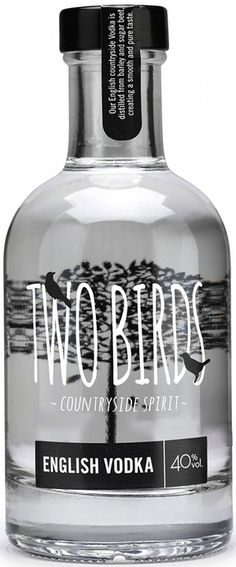 two birds vodka bottle on white background