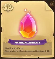 a card with an image of a crystal ball and the words mythical artifact on it