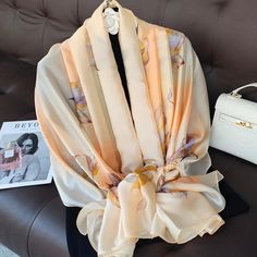 Silk Scarves Shawl Scarf Chic Silk Shawl Scarf, Elegant Silk Shawl Scarf For Spring, Elegant Silk Shawl For Spring, Chic Formal Silk Shawl Scarf, Elegant Beige Dupatta For Spring, Elegant Cream Silk Dupatta, Silk Shawl Scarves For Spring, Elegant Formal Scarves For Summer, Elegant Formal Scarves For Spring