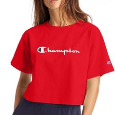 Brand New!!! With Tag/Original Packaging!!!! Champion - Red Crop Teeshirt Women's Xs Nice Fit! This Shirt Will Match With Absolutely Any Outfit! Tee Shirts, Womens Tops, Packaging, Crop Tops, Brand New, Women's Top, Red, Women Shopping