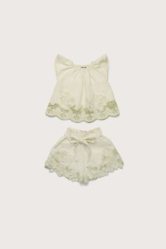 KALIA BABY SET - LIGHT HONEYDEW – CULT GAIA Beige Cotton Summer Sets, Beige Summer Cotton Sets, Beige Cotton Short Sets, Beige Sets For Spring Daywear, White Short Sets For Daywear, Beige Summer Vacation Sets, Spring Cotton Sets In Short Style, Cotton Spring Sets In Short Style, Short Cotton Sets For Spring