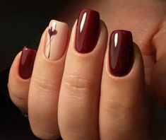 Manicure Fall, Trendy Manicure, Fall Gel Nails, Gel Nail Colors, Red Nail, Manicure Ideas, Colors Purple, Nails Manicure