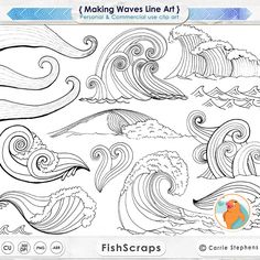 the coloring page for making waves line art