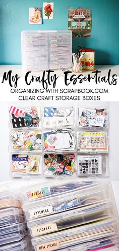 the crafty essentials organized with scrapbook com clear craft storage boxes