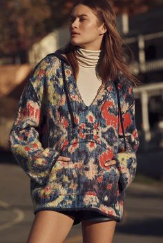 Women's Tops, Blouses, Tees and Tanks | Anthropologie Oversized Sleeves, Oversize Sleeves, Women's Sweaters, Hooded Sweater, Sweaters Oversized, Blue Sweaters, Active Wear For Women, Pullover Styling, Diy Clothes