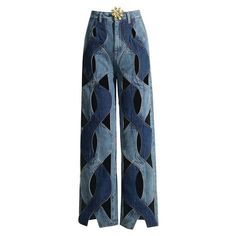 Showgirl Hollow Out Criss Cross Jeans | BOOGZEL CLOTHING – Boogzel Clothing Luxury Graphic Print Jeans For Spring, Luxury Stretch Modern Jeans, Luxury Retro Wide Leg Jeans, Luxury Fitted Modern Flare Jeans, Luxury Retro Wide-leg Jeans, Luxury Modern Stretch Jeans, Luxury Retro Jeans, Luxury Trendy Flare Jeans, Luxury Vintage Jeans