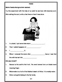 the worksheet is shown for children to learn how to read and understand what they are