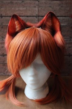 🧡 Natural Orange Red Autumn theme Kitten ears 🧡 ♥️ Made with faux fur 🧡 Details are airbrushed on ♥️ Ear jewelry can be added for $10 Adjustable Red Headband For Costumes, Adjustable Red Headband For Costume, Red Adjustable Headband For Costume, Novelty Red Costume Accessories For Cosplay Events, Kitsune Ears, Toralei Stripe, Demon Wolf, Red Autumn, Animal Tails