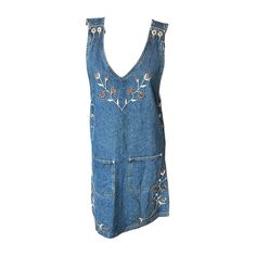 Vtg 90s Jlny Blue Denim Jean Floral Embroidery Dress Jumper Pinafore Women Small In Great Condition. Brown White Flower Embroidery All Around The Dress And Two Large Pockets On The Front. Classic Cottagecore Farmer Rural Style. There Is A Small Mark On The Front Strap, Otherwise Lightly Worn. P2p Measures 18” Across Laying Flat And Length Is 35” Items That Are Preused/Preworn Are Not In Perfect Condition. Please Look At The Pictures Carefully For Condition. Items That Are Nwt May Contain Flaws, Embroidered Bohemian Denim Dress, Embroidered Denim Blue Dress, Casual Embroidered Medium Wash Denim Dress, Casual Medium Wash Denim Dress With Floral Embroidery, Casual Floral Embroidered Medium Wash Denim Dress, Casual Denim Blue Dress With Floral Embroidery, Embroidered Sleeveless Denim Dress, Casual Embroidered Sleeveless Denim Dress, Jean Dress Outfit