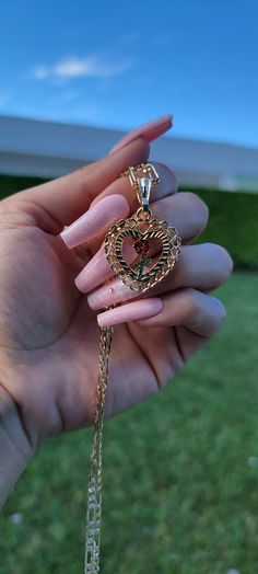 Whether to dress up, or dress down, this piece is truly the perfect accessory for any wardrobe or style! Pendant Height: 1.25" inch Includes 20" inch chain 14K Gold Plated Rose Heart, Rosé Heart, Red Rose, Dressed Down, Heart Necklace, Class Ring, Red Roses, Gold Plate, Dress Up