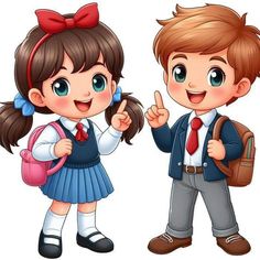 two children dressed in school uniforms giving the finger sign