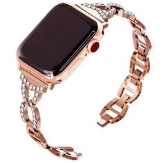 Diamond Strap for Apple Watch Elegant Rose Gold Metal Apple Watch Band, Elegant Stainless Steel Bracelet Apple Watch Band, Elegant Rose Gold Watches With Rhinestones, Elegant Rose Gold Metal Watch Band, Elegant Rose Gold Diamond Watch With Rhinestones, Elegant Adjustable Apple Watch Band, Elegant Rose Gold Stainless Steel Watch Band, Luxury Rose Gold Diamond Watch, Elegant Gold Diamond Watch Bands