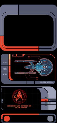 the star trek vehicle is shown in red and blue colors, as well as an image of