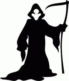 a black and white silhouette of a wizard holding a sceptacle