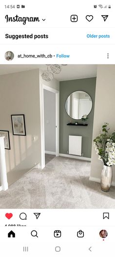 the instagram page on instagram shows an image of a room with gray walls and carpet