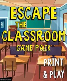 an escape the classroom game pack for print and play is shown in this screenshot