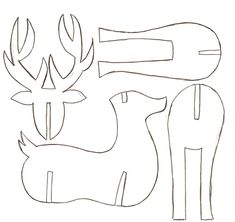 a drawing of deers with horns and trees in the background