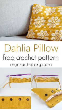 the free crochet pattern for dahla pillow is easy to make and looks great