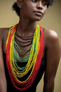 Unique Africa Maasai Handcrafted Beaded Necklace with an Elegant Look and Brilliant Finish. Color = Rasta Colors. Length (Around Neck) = 23 Inches / 60 Centimeters. Length ( Downwards ) = 18 Inches / 46 Centimeters. **GET FREE SHIPPING FOR ADDITIONAL ITEMS PURCHASED. Yes, Buy Multiple Items and pay shipping for 1 item only- The rest ships Free. (No Limits on the number of Multiple items). With a faster delivery time of 3 days via DHLExpress, Worldwide. Ordinary/Standard Shipping also available u Traditional Multicolor Fair Trade Beads, Multicolor Fair Trade Beads For Festival, Multicolor Festival Beads, Traditional Multicolor Multi-strand Beads, Multicolor Multi-strand Beaded Necklace With Black Beads, Green Handwoven Beads For Festival, Green Handwoven Festival Beads, Unique Statement Necklace, Woman Necklace