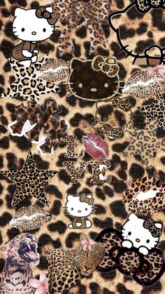 an animal print with hello kitty on it