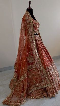 Orange Indian Bridal Lehenga, Burnt Orange Wedding Lehnga, Burnt Orange Bride Dress, Burnt Orange Bridal Lehenga, Rust Orange Bridal Lehenga, Orange Indian Wedding Dress, Orange Lehenga Bridal, Punjabi Wedding Lengha, Punjabi Bridal Lengha