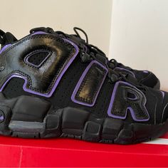 Brand New With Original Box Size 6y Nike Air More Uptempo Black, Nike Shoes Kids, Nike Air More Uptempo, Nike Air More, Kids Nike, Black Nikes, Purple Color, Kids Shoes, Nike Shoes