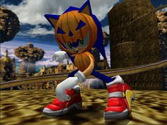 sonic the hedgehog is running in an animated video game