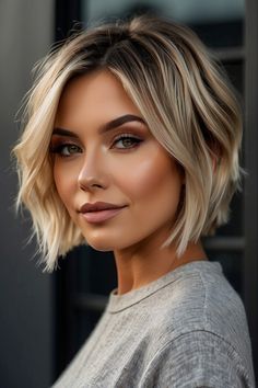 Discover the top 10 trendy short mom haircuts for 2024. Stay stylish and on-trend with these modern and chic hairstyles suited for busy moms. Haircut Ideas 2024 Women, Short Hairstyle Women No Styling, Short Haircuts For Women 2024, Short Hair Trends 2024 Haircuts Women, Blonde Bob With Lowlights, Short Mom Haircut, Short Mom Cuts, 2024 Bob Hair Trends, Mom Chop Hair