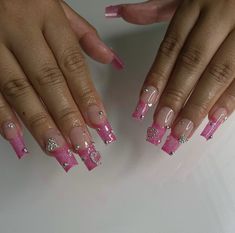 Pearlescent Nails, Diy Nail Care, Nails Gel Acrylic, Iridescent Nails, Nails Rhinestones, Pink French Tip, Hot Pink Nails, Vintage Nails