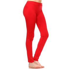 Pair these leggings with a dress top and sandals for a simple, casual look. Made from a polyester, these leggings are comfortable and soft against the skin. Red Yoga Tights, Red Elastane Yoga Tights, Red Elastane Tights For Yoga, Red Stretch Footless Bottoms, Spring Full-length Elastic Leggings, Spring Full Length Elastic Leggings, Elastic Full-length Spring Leggings, Red Stretch Elastane Leggings, Casual Elastic Solid Color Tights