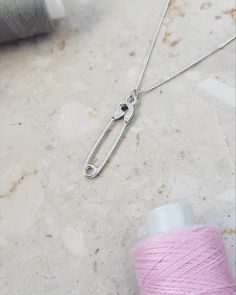 A safety pin shaped necklace, made with sterling silver, sterling silver plated with gold or rose gold.  Dimensions of the pendant: 29 mm x 6 mm Packed with Issi's jewellery box. Safety Pin Necklace, Pin Necklace, Designer Necklace, Necklace Fashion, Safety Pin, 18k Rose Gold, Necklace Designs, Or Rose, Fashion Designer