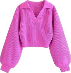 Lantern Sleeve Sweater, Short Sweater, Pink Pullover, Fashion Autumn, Vintage Short, Sweater Vintage, Lantern Sleeve, Knitted Sweater, Sleeve Sweater