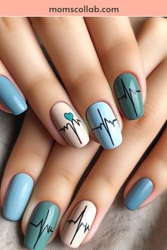 10 Simple and Cute Ways to Wear Your Heart on Your Nails Short Nails Nail Art Simple, Love Nail Art, Easy Simple Nails, Color Block Nails, Quick Nail, Birthday Nail Designs, Marble Nail Designs, Cute Short Nails, Festive Nail Art