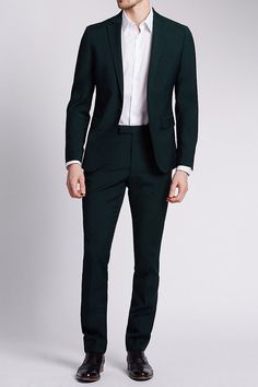 Green slim fit suit, [i]£129.[/i] [link url="http://www.marksandspencer.com/green-modern-slim-fit-suit/p/ds3855d83b27f166e15b3b20f90bb4115b?image=SD_03_T15_1959_J0_X_EC_90&color=GREEN&prevPage=srp"]marksandspencer.com[/link] Green Suits, Green Suit Men, Formal Suits Men, Stylish Mens Suits, Black And White Suit, Black Suit Men, Mens Business Casual Outfits, Modern Suits, Formal Men Outfit