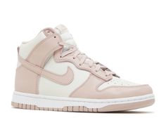 Wmns Dunk High 'Pink Oxford' - Nike - DD1869 003 - phantom/pink oxford/white | Flight Club Pink Nike High Dunks, Nike Dunk High Pink Oxford, Pink White Sneakers, Light Pink Nike Shoes, Pink Oxford Dunks, Light Pink Jordans, Light Pink Dunks, Pink Nike Dunks, Pink And White Sneakers