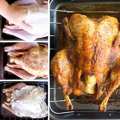 the process of roasting a whole chicken in an oven