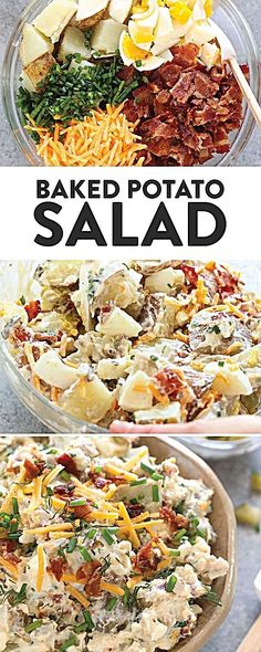 baked potato salad with bacon, cheese and other toppings