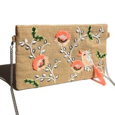 🐦Flower & Bird with Tassel Embroidery Pattern Clutch Bag🐦 - Size : Width 24cm , Length 14.5cm ( 9.4 x 5.7 inch ) - Color : One color - Zipper closure - Interior pocket Tassel Embroidery, Unique Fashion Jewelry, Unique Hair Accessories, Jute Fabric, Bag Women Fashion, Flower Bird, Fashion Unique, Crystal Headband, Statement Drop Earrings