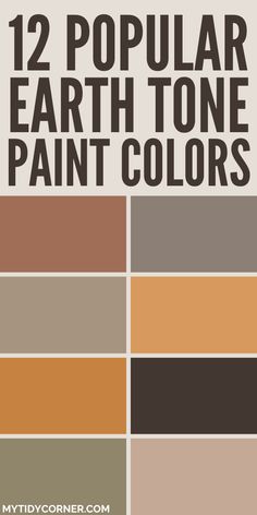 Collage of the top earth tone paint colors from popular brands. Earthtone Pallete Color, Farrow And Ball Earth Tones, Warm Bathroom Colors Earth Tones, Earth Tone Paint Colors, Earthy Paint Colors, Red Brick Interior, Earth Tones Kitchen, Earth Tones Paint, Coastal Paint Colors