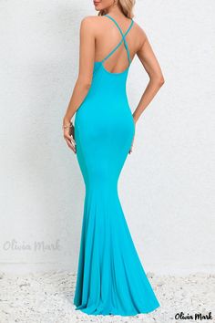 Olivia Mark - Sophisticated V-Neck Trumpet Mermaid Dresses for Formal Occasions Stretch V-neck Mermaid Dress For Prom, Dresses For Formal, Mermaid Dress, Mermaid Dresses, Olivia Mark, Formal Occasion, Mermaid, Solid Color, Formal Dresses