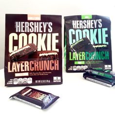 two bags of hershey's cookie and layercrunch are sitting next to each other