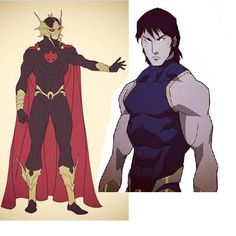 an image of a man in costume next to another character from the animated movie avengers