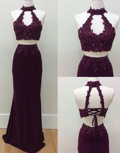 2017 prom dresses,two pieces prom dresses,lace applique prom dresses,long prom dress, lace evening dress,BD170423 on Storenvy High Neck Dress Formal, Western Gowns, Prom Dress Lace, Two Piece Prom, Burgundy Prom Dress, Lace Formal Dress, Lace Prom Dress, Dress Indian, Piece Prom Dress