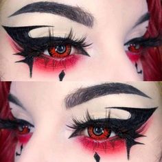 Red And Black Makeup, Teknik Makeup, Anime Eye Makeup, Makeup Drawing, Graphic Makeup